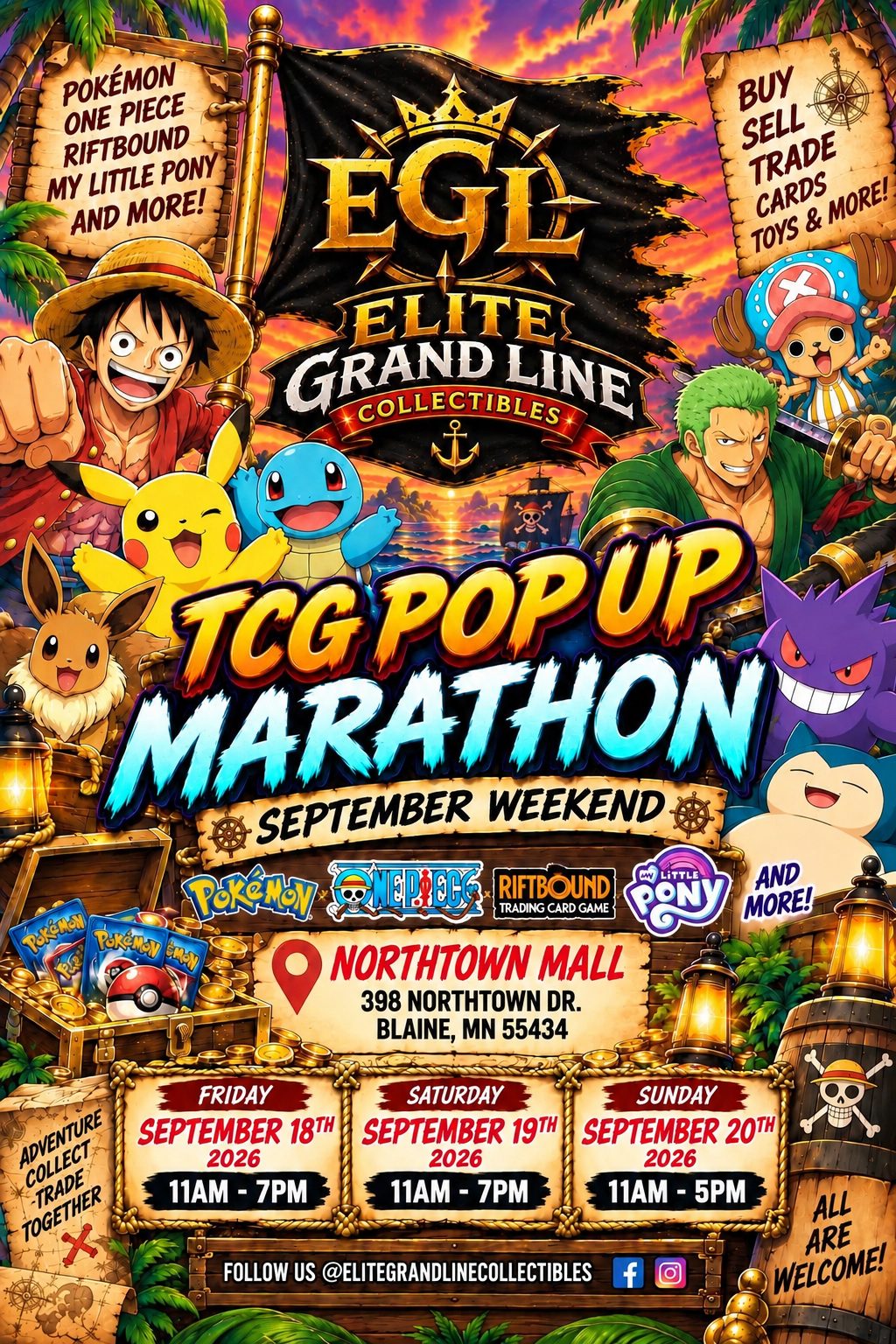 Flyer for EGL - Elite Grand Line Collectibles Pop Up