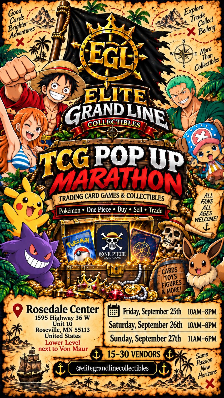 Flyer for EGL - Elite Grand Line Collectibles Pop Up